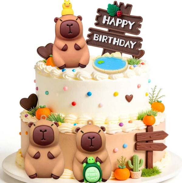 Capibara taart topper set 5-delig