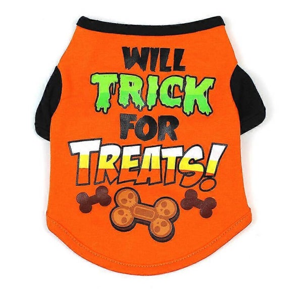 Halloween t-shirt voor honden Will Trick for Treats