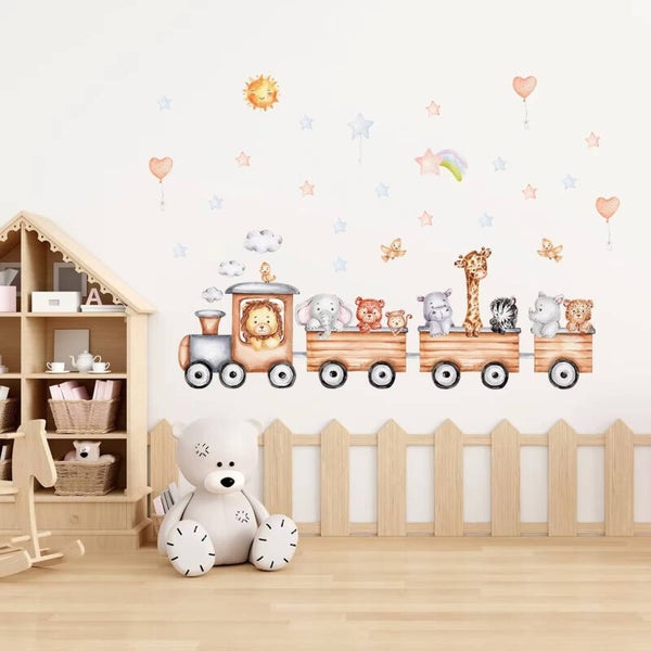 Grote muursticker Animal Train