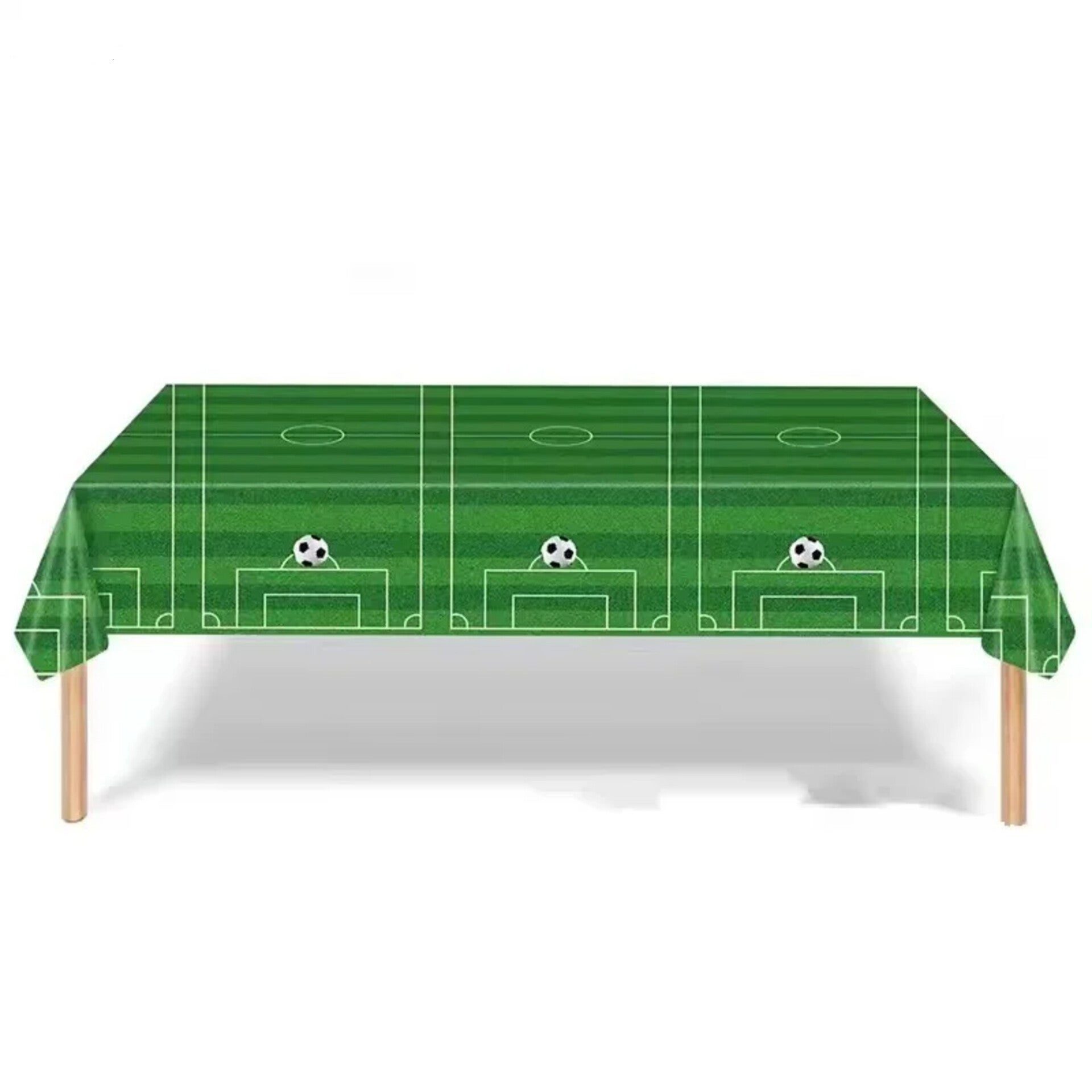 Voetbal tafelkleed groen met voetballen
