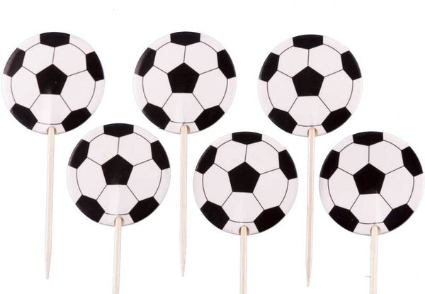 Cupcake prikkers Voetbal 12 stuks