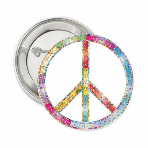 Vredes button of (kleding)magneet Peace Retro met of zonder eigen tekst