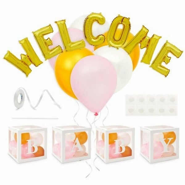 Welcome Baby Girl folie en latex ballonnen blokken pakket