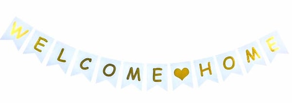 Slinger Welcome Home wit met gouden letters