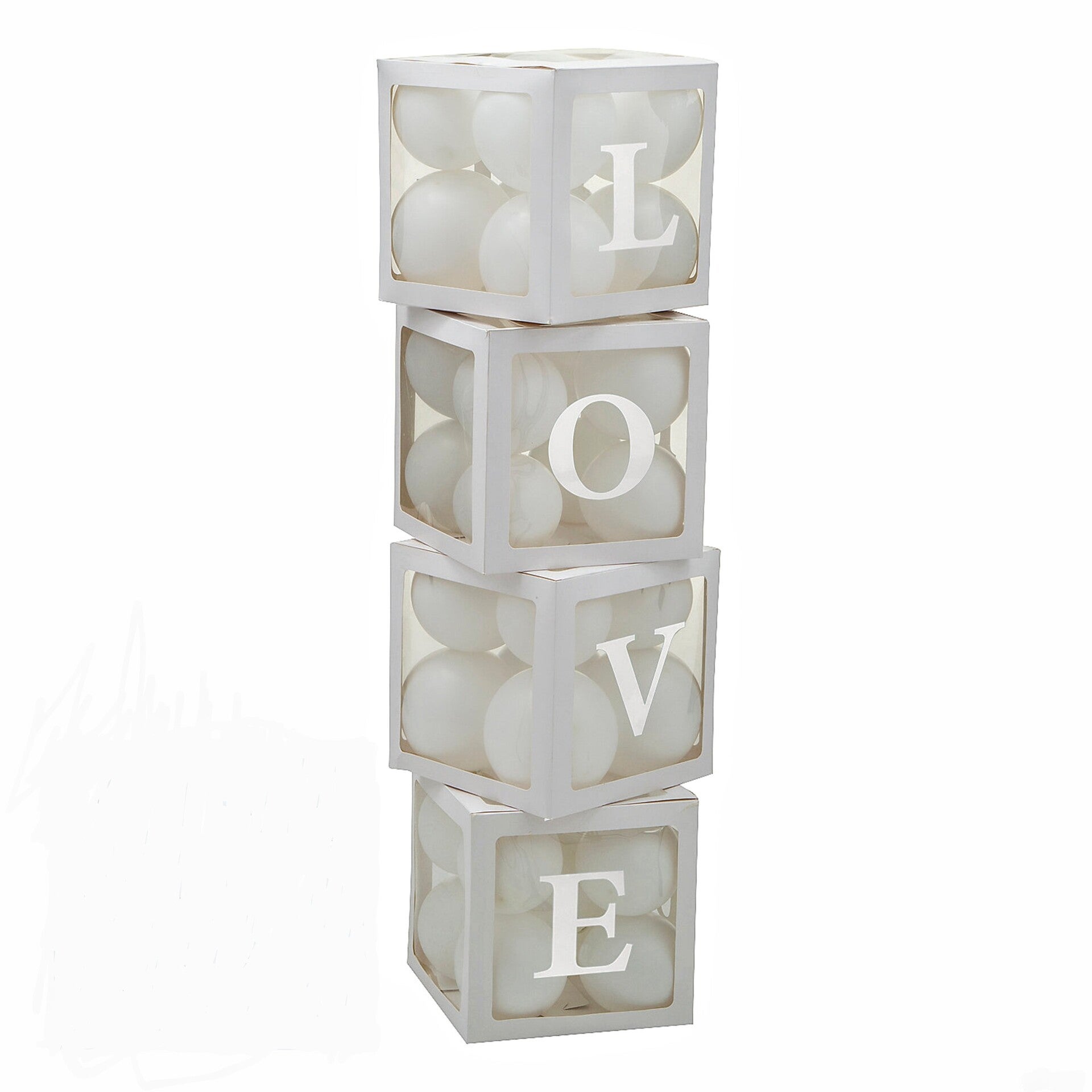 Ballon box pakket Love met 24 witte ballonnen