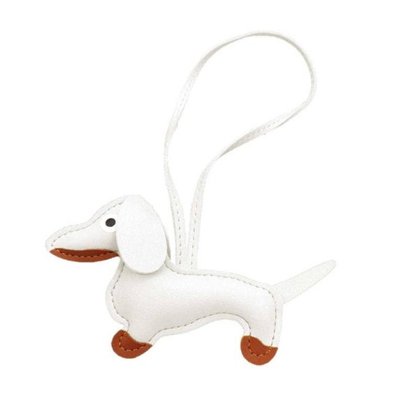 Teckel sleutel of tas hanger wit
