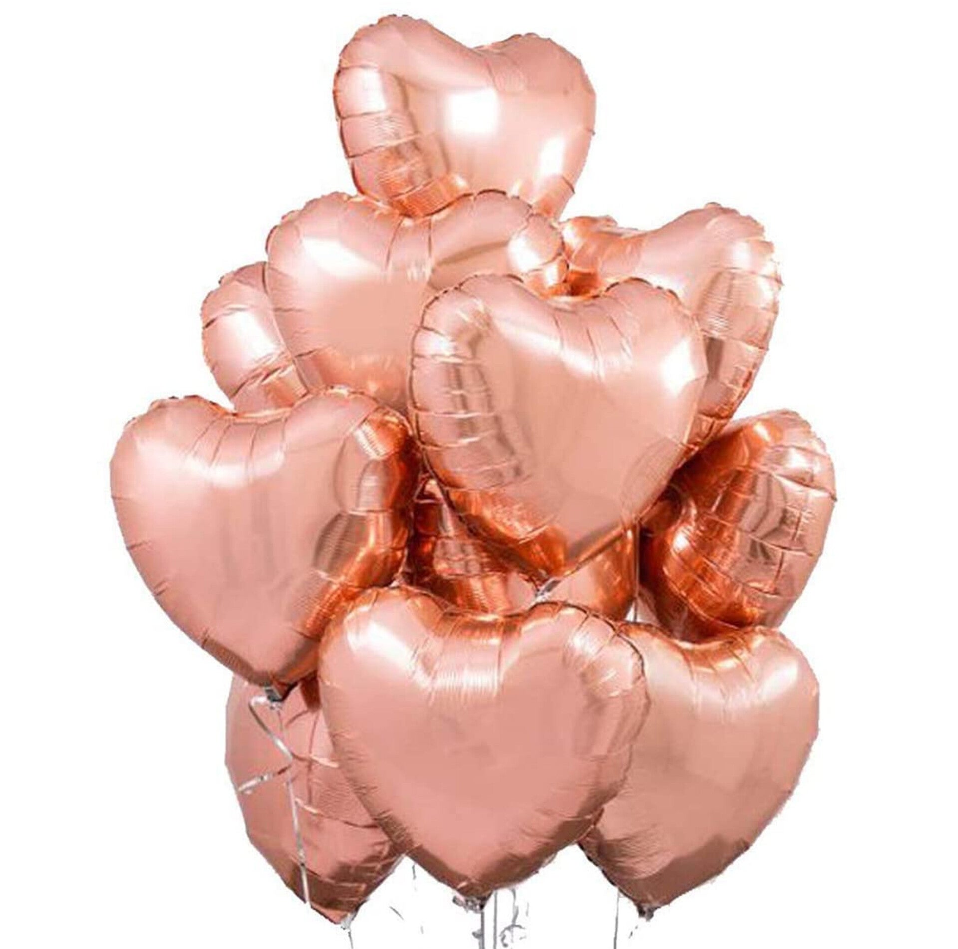 10 grote hartvormige folie ballonnen rosé goud