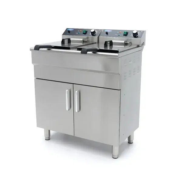 Friteuse - 2 x 16 L - 2 paniers - avec robinet de vidange et support - 230V tarif TTC