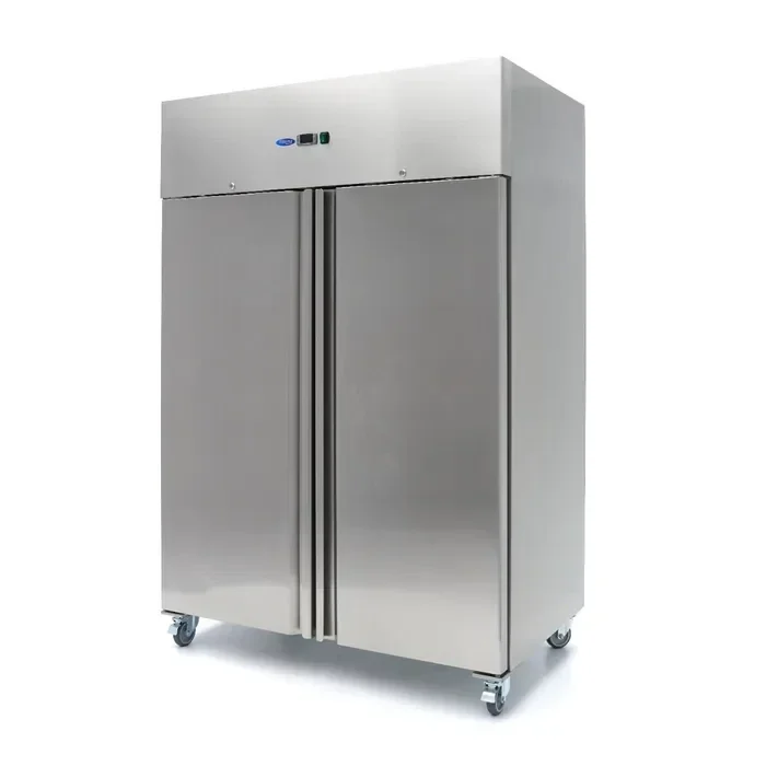 Armoire double positive  1400 L - 6 étagères réglables (2/1 GN) - sur roulettes - acier inoxydable tarif TTC