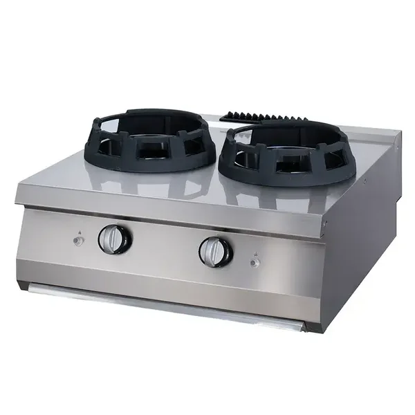Cuiseur wok - 2 x 28,5 cm anneaux de cuisson - unité double - profondeur 90 cm - gaz tarif TTC