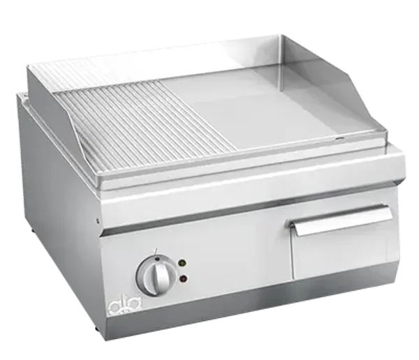 PLAQUE A SNACKER DOUBLE ELECTRIQUE 1/2 LISSE 1/2 NERVUREE A POSER