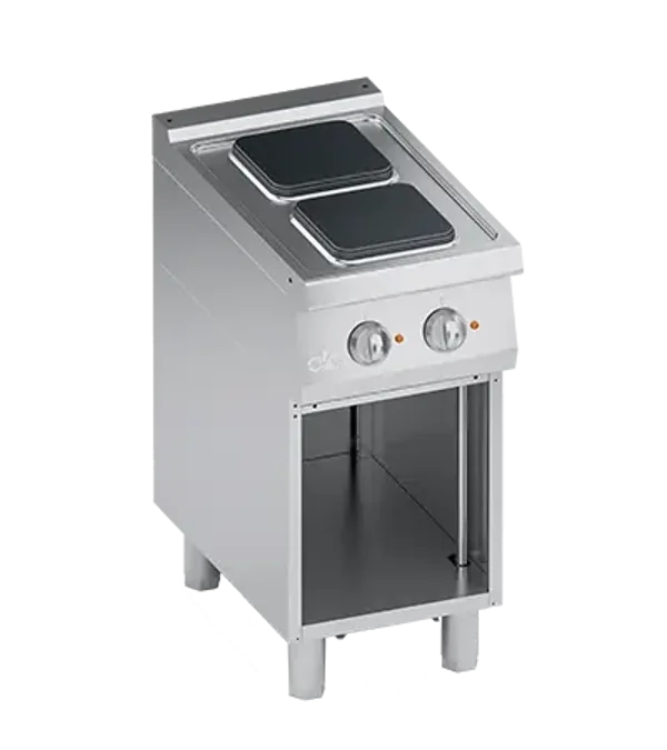 FOURNEAU ELECTRIQUE 2 PLAQUES CARREES + BAIE OUVERTE