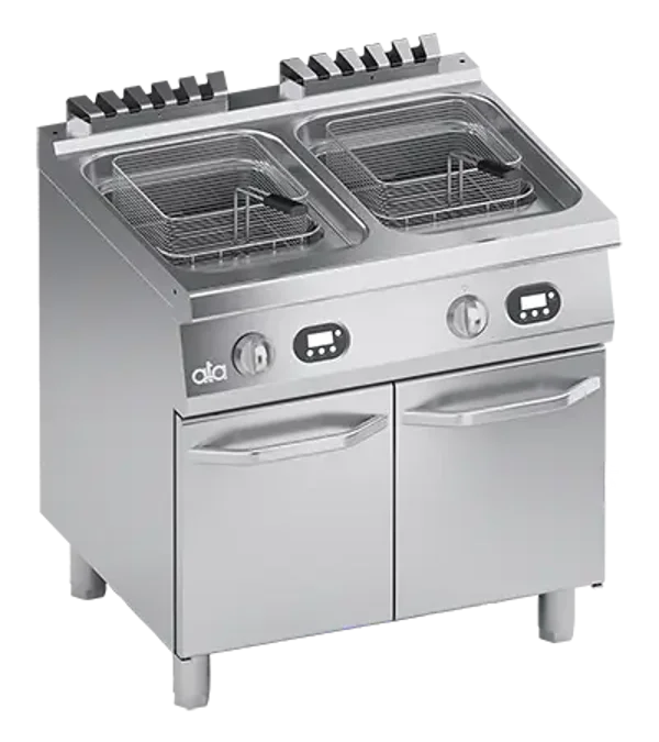 FRITEUSE ELECTRIQUE - 2 CUVES 15+15 lt. AVEC COMMANDES ELECTRONIQUES -