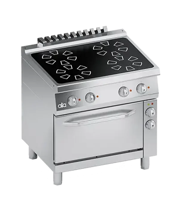 FOURNEAU VITROCERAMIQUE 4 PLAQUES + FOUR ELECTRIQUE VENTILE 1/1 GN