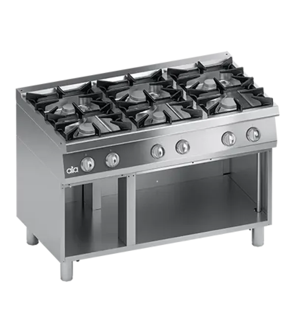 FOURNEAU A GAZ 6 BRULEURS + BAIE OUVERTE