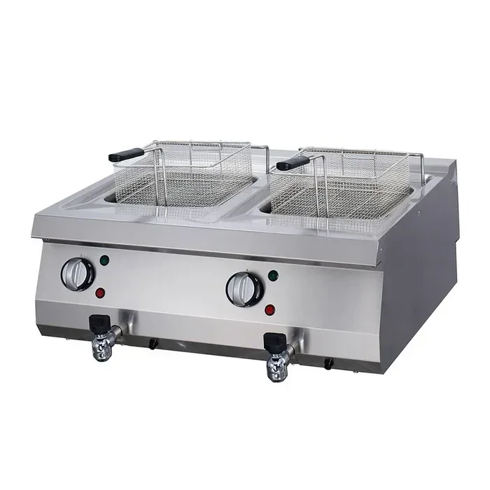 Friteuse - 2 x 12 L - unité double - profondeur 70 cm - avec robinet de vidange  400V tarif TTC