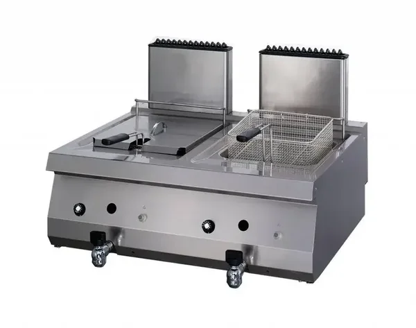 friteuse - 2 x 12 L - unité double - profondeur 70 cm - avec robinet de vidange - gaz tarif TTC