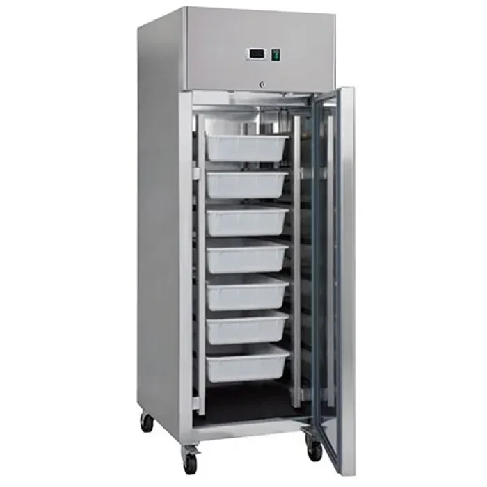 Armoire 1 porte positive à poisson - 600 L - 7 conteneurs (60 x 40 cm) - sur roulettes - acier inoxydable tarif TTC