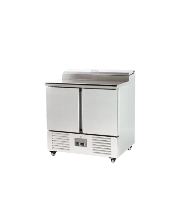Saladette réfrigérée 2 portes plan de travail en inox
