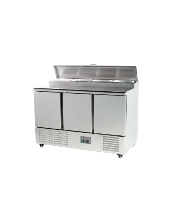 Saladette réfrigérée 3 portes plan de travail en inox