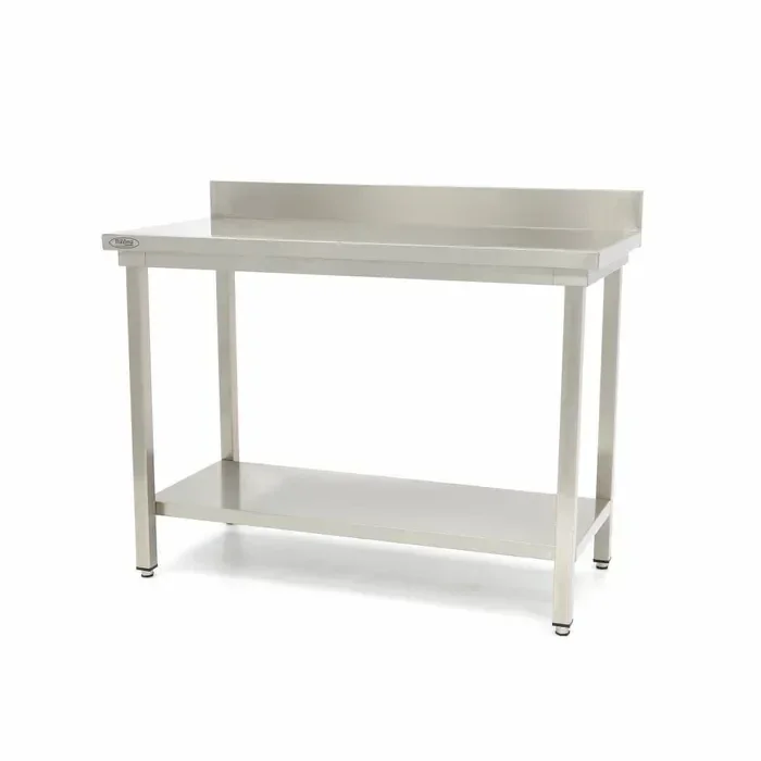 Table en acier inoxydable - 60 x 60 cm - hauteur réglable - avec dosseret et étagère de rangement tarif TTC à partir de