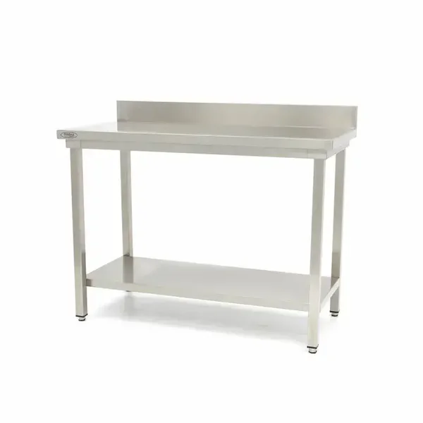 Table en acier inoxydable - 60 x 60 cm - hauteur réglable - avec dosseret et étagère de rangement tarif TTC à partir de