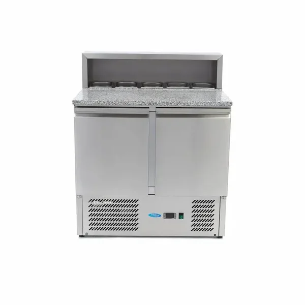 Meuble pour la préparation des pizzas - 90 cm - 2 portes - s'adapte à 5 x 1/6 GN - incl couvercle en acier inoxydable tarif TTC