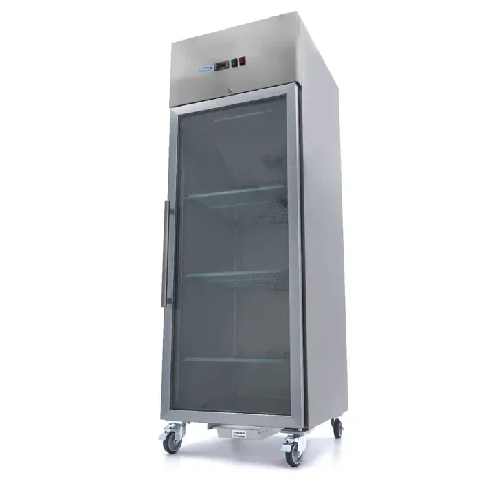 Armoire 1 porte positive - 600 L - 3 étagères réglables (2/1 GN) - acier inoxydable - avec porte en verre tarif TTC