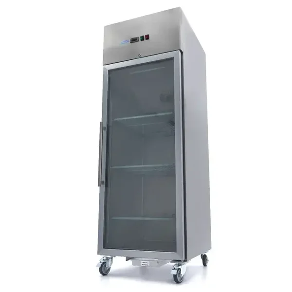 Armoire 1 porte positive - 600 L - 3 étagères réglables (2/1 GN) - acier inoxydable - avec porte en verre tarif TTC