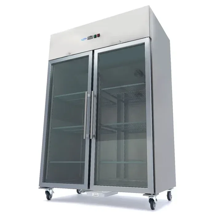 Armoire double positive 1200 L - 6 étagères réglables (2/1 GN) - acier inoxydable - avec porte en verre tarif TTC