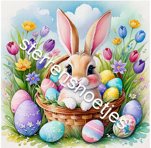 Decoupage print cute easter bunny