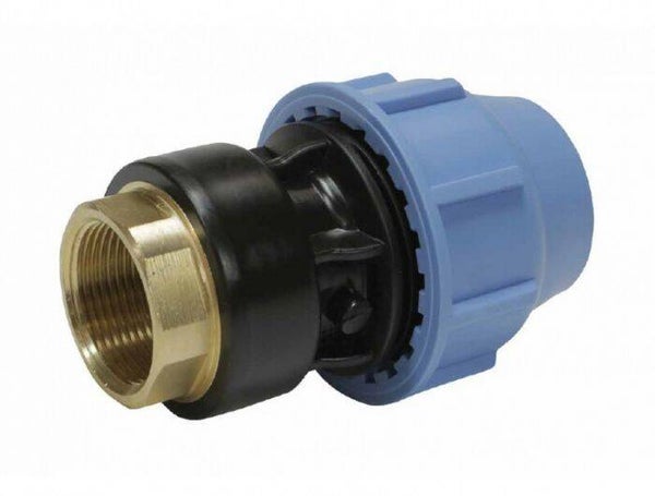 PE knelkoppeling x messing draadsok recht