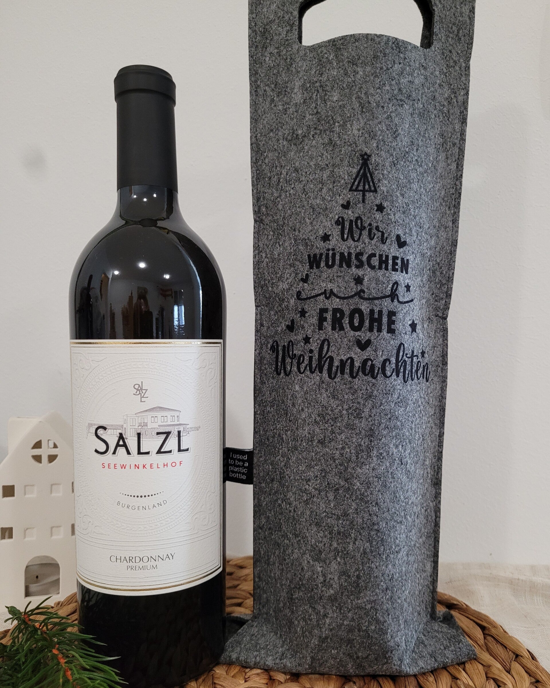 Weintasche aus Filz - Frohe Weihnachten