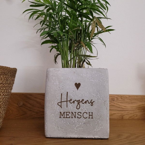 Blumentopf Beton Herzensmensch