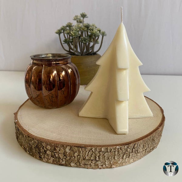 Kerstboom Kaars - Groot - Stijl 1 - Naturel