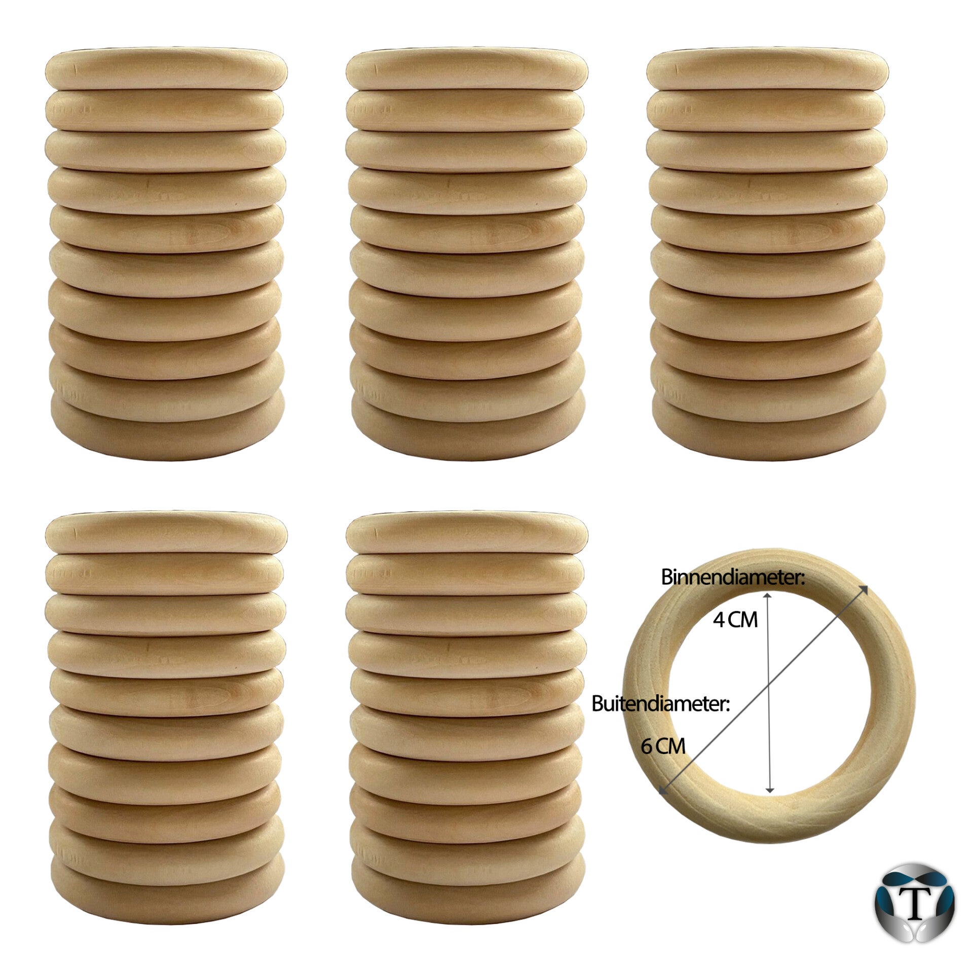 Houten Ringen | Set van 50 stuks | 6 CM |