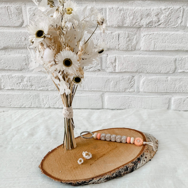 Sleutelhanger met naam - Pink Daisy