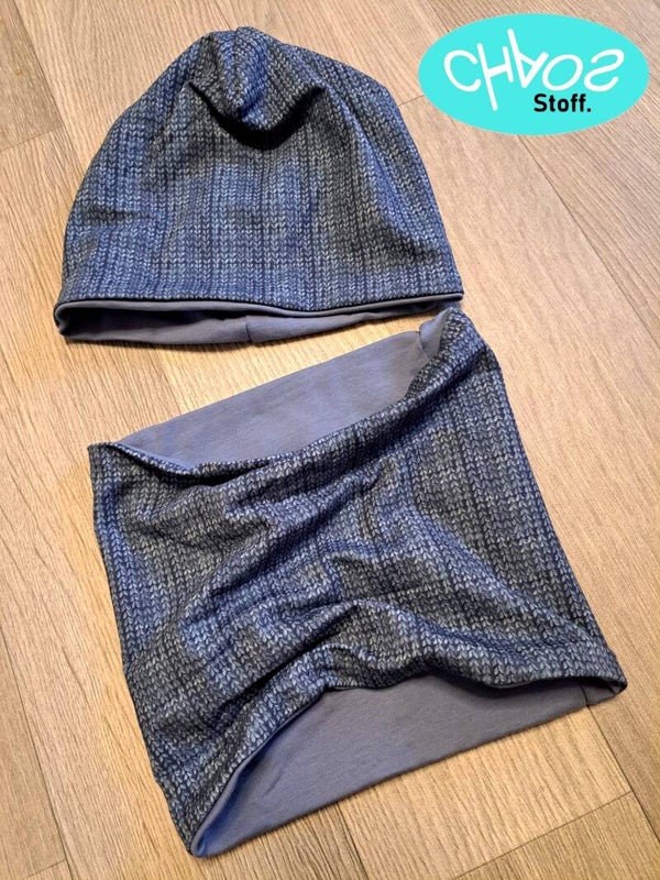 Wendebeanie + Loop Set Strickmuster