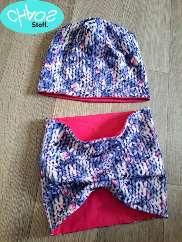 Wendebeanie + Loop Set Strickmuster3