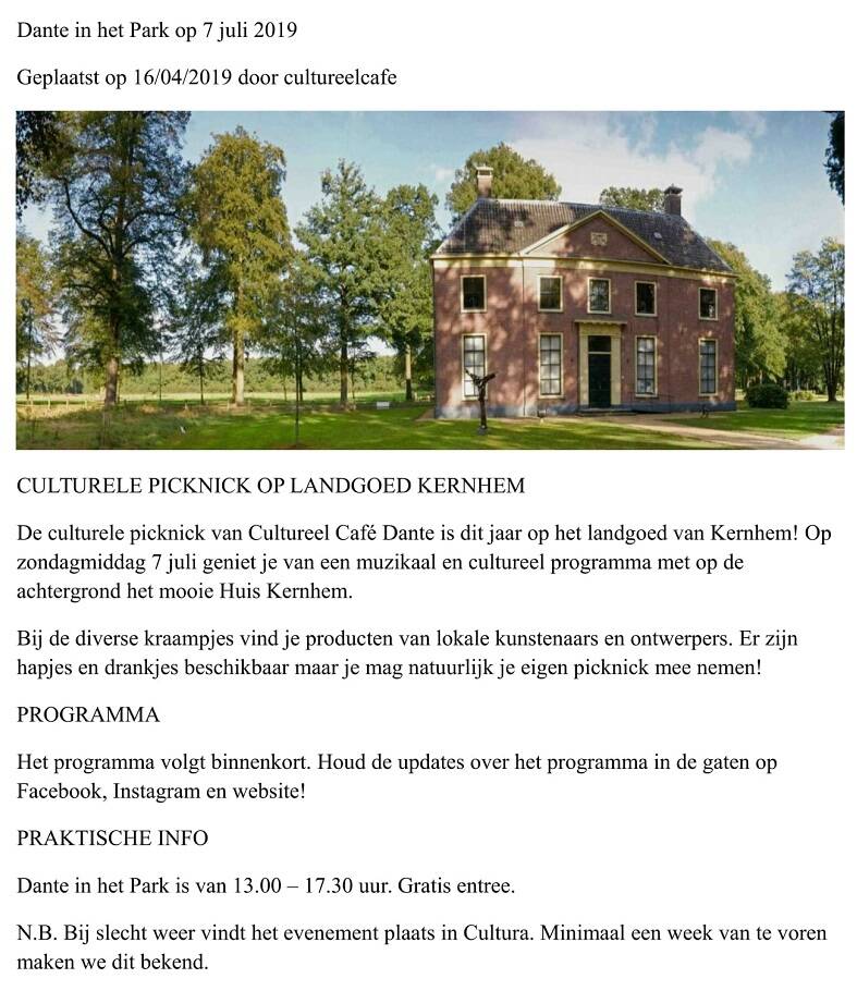 Dante in het Park op 7 juli 2019