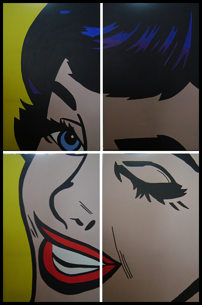 Big smile compleet.162x242cm €999,- inclusief metalen ophangbeugel en vier aluminium afstandsbeugeltjes.