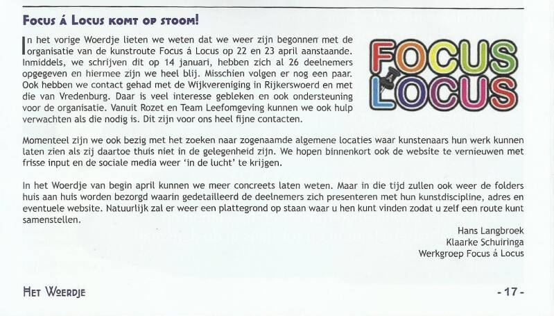 Februari 2023 artikel in de wijkkrant.