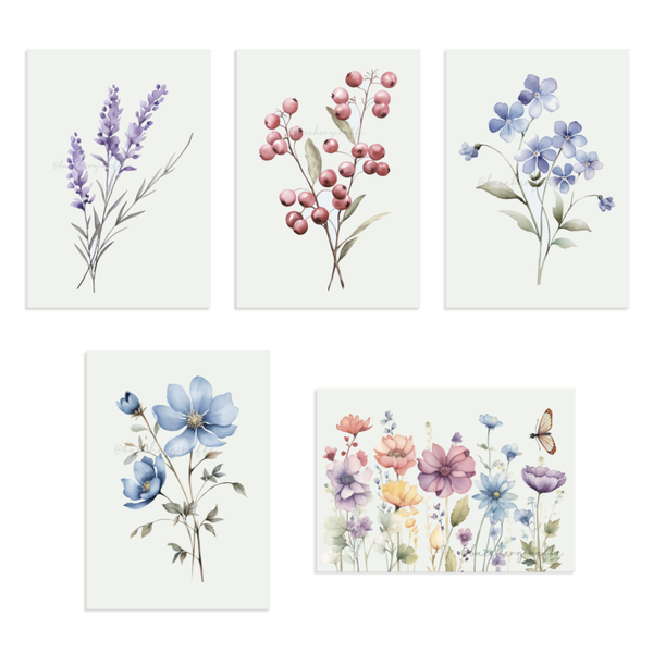 Set aus 5 Postkarten - WILDBLUMEN