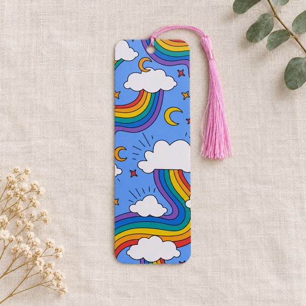 Lesezeichen Regenbogen mit Wolken – LGBTQIA+ & Pride
