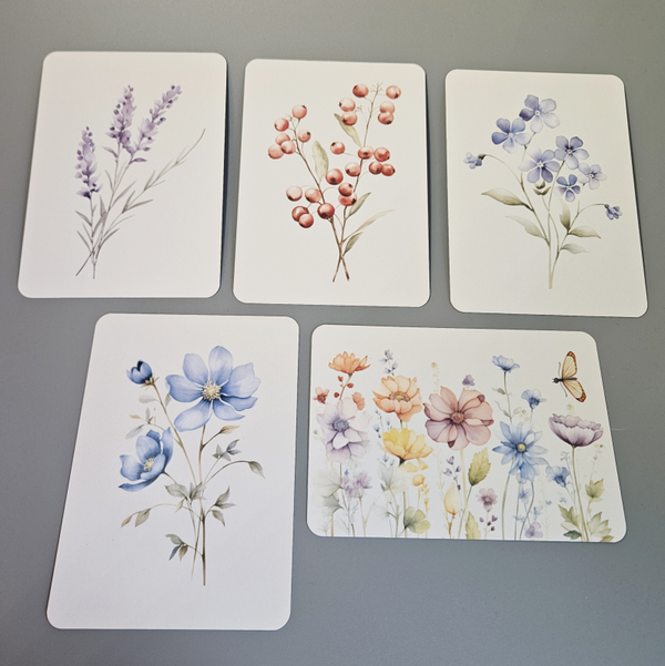 Blumenpostkarten – 5 florale Motive einzeln oder als Set | DIN A6
