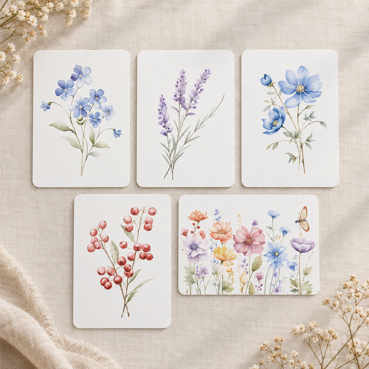 Blumenpostkarten – 5 florale Motive einzeln oder als Set | DIN A6