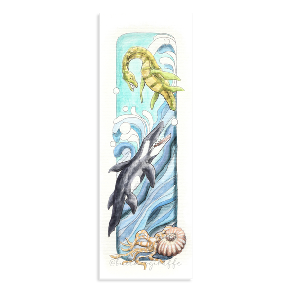 Lesezeichen - WASSER-DINOS mit Illustration von Nachtmaarsart