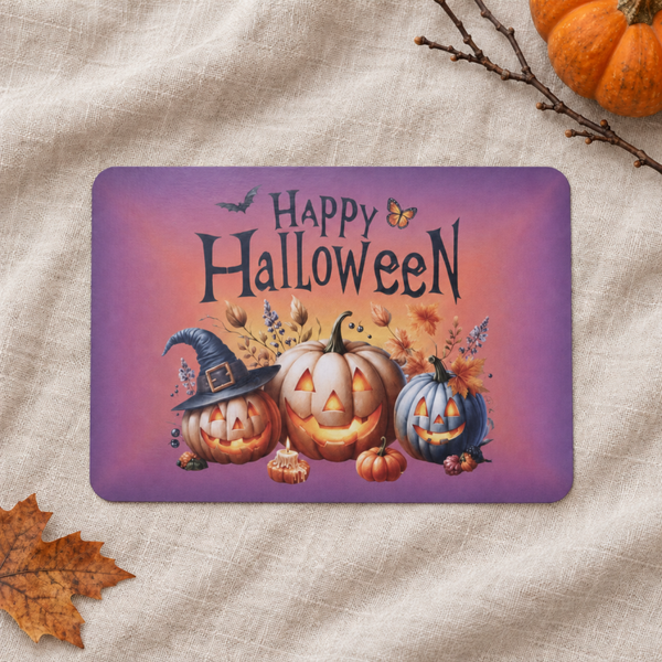Postkarte Happy Halloween mit Kürbissen