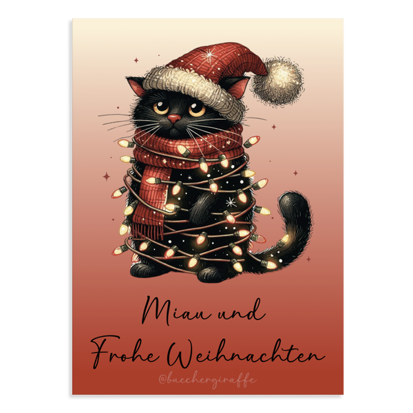 Postkarte - MIAU UND FROHE WEIHNACHTEN