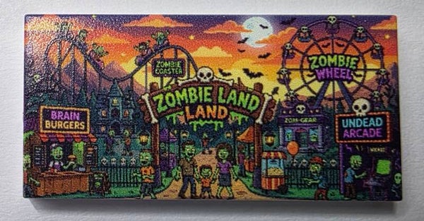 2x4 LEGO® Fliese, mit "Zombi Land" Aufdruck